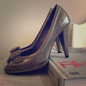 Pewter Heels w/ Platform and Buckle